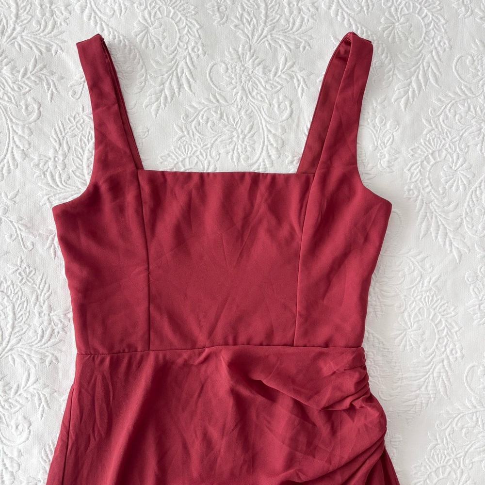 NWT Lulus Glamorous Disposition Rust Ruched Maxi Dress Medium - Picture 3 of 9